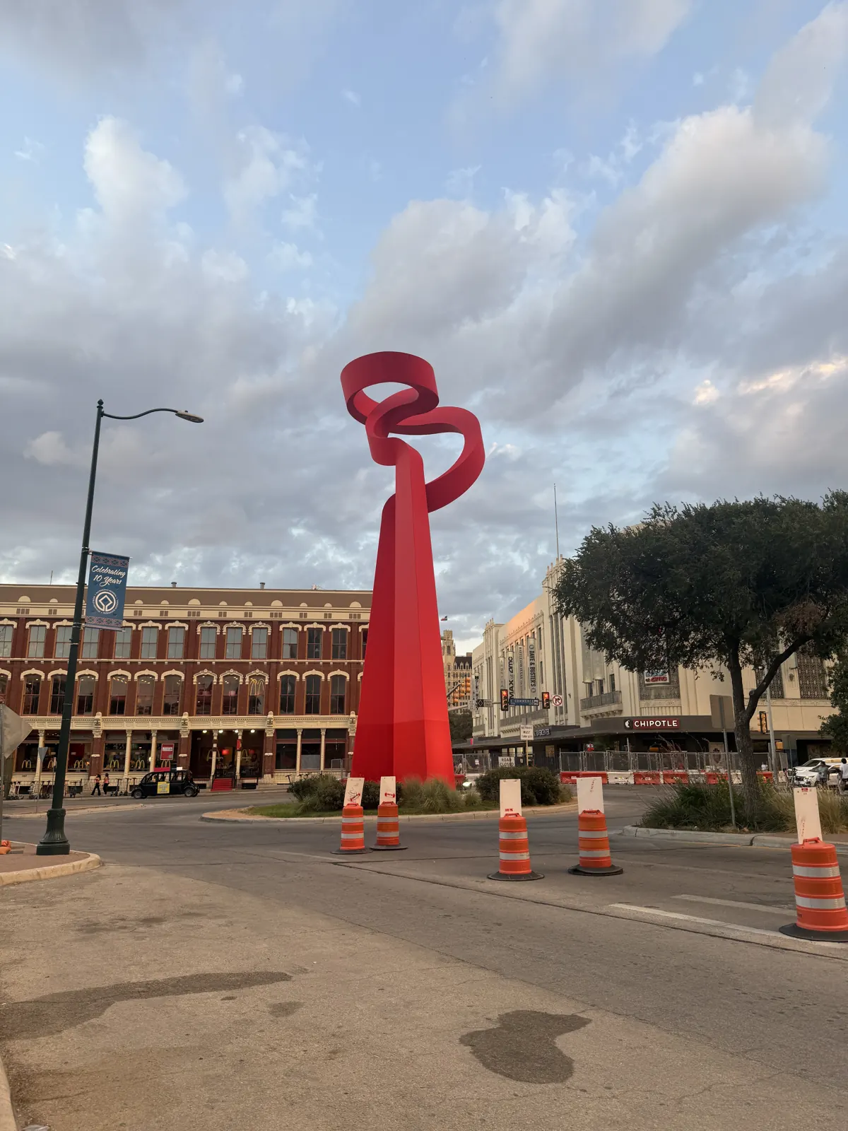 Red Torch of Friendship sculpture downtown